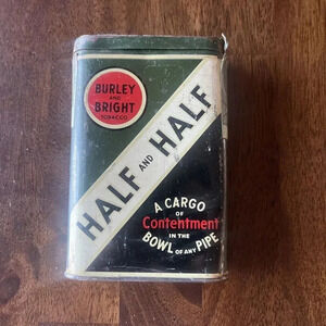 VINTAGE BURLEY & BRIGHT HALF AND  HALF A Cargo Of Contentment TOBACCO TIN